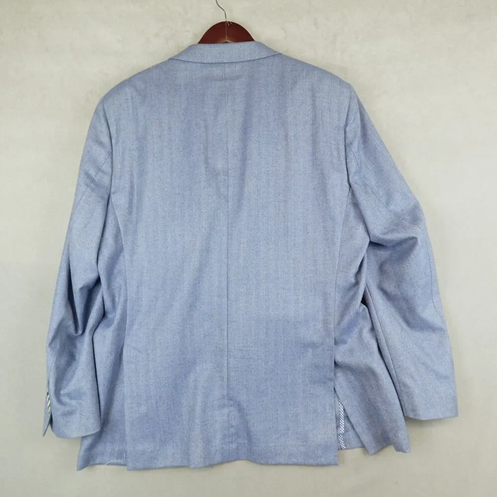 Peter Millar Blazer Wool Sport Coat XL Blue Herringbone 2 Button Unstructured